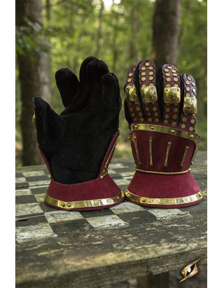 Hourglass medieval gauntlets, red