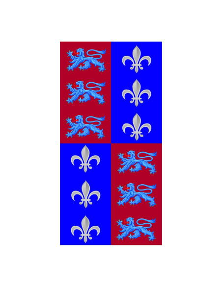 Banner Quartered Lions Flower of Lys