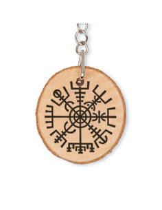 Viking Vegvisir keychain in natural wood 2