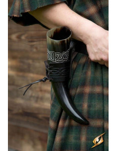 Leather baldric for viking horn