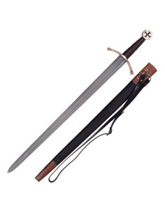 Crusader sword with leather scabbard