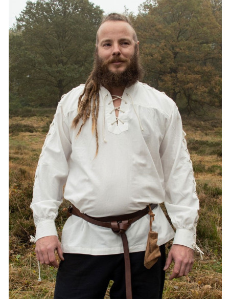 Natural white medieval shirt with...