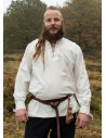 Natural white medieval shirt with ties Corvin model