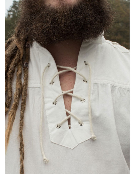 Natural white medieval shirt with...