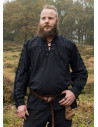 Black medieval shirt with ties Corvin model
