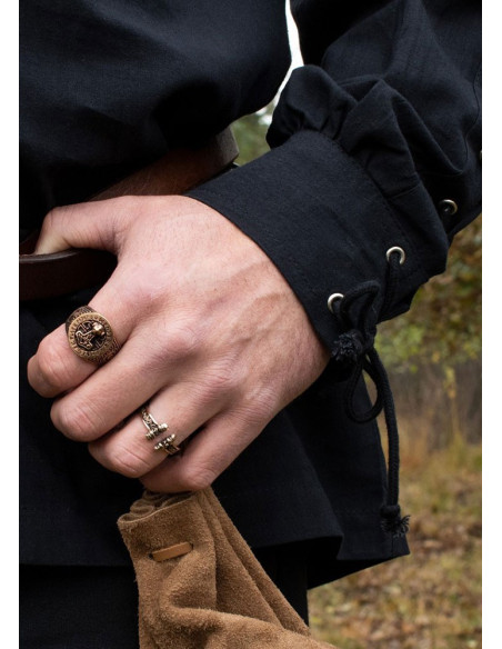 Black medieval shirt with ties Corvin...