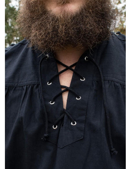 Black medieval shirt with ties Corvin...
