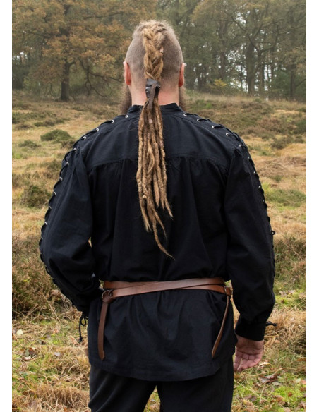 Black medieval shirt with ties Corvin...