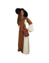Angie women's medieval dress, tobacco brown-natural