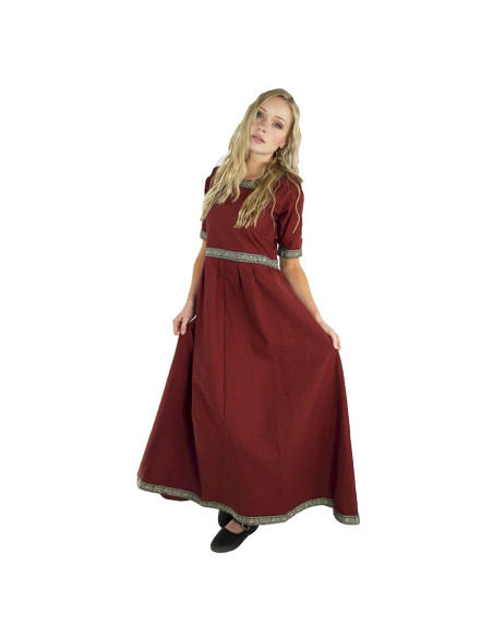 Medieval dress woman Enin, red color