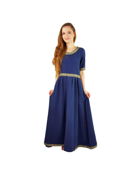 Medieval dress woman Enin, blue color
