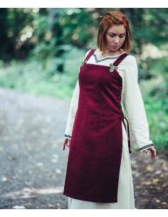 Medieval Viking Aila apron in wool, red color
