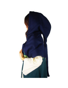 Gugel medieval wool model Anita, blue