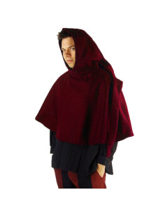 Medieval wool gugel model Paul, red