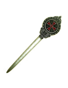 Letter opener with enameled Templar Cross