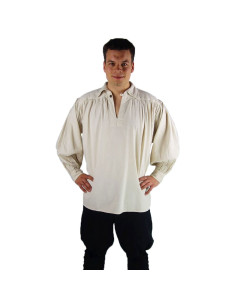James model high neck pirate shirt, natural white