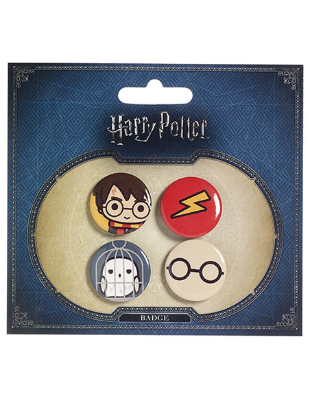 Set of 4 badges, Harry, Hedwig,... Set of 4 badges, Harry, Hedwig,...
