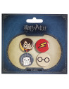 Set of 4 badges, Harry, Hedwig, Glasses and Brand