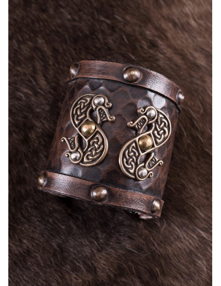 Viking Double Dragon Leather Bracelet
