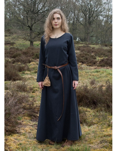 Afra Long Viking Dress, Dark Blue