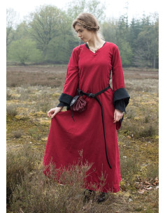 Open medieval dress Bliaut Amal, red-black