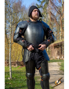 Full armor of medieval soldier, black finish