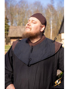 Padded medieval gorget, black-brown