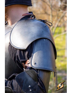 Medieval warrior shoulder pads, black finish