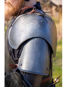 Medieval warrior shoulder pads, black finish 2