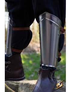 Scout medieval greaves, polished finish