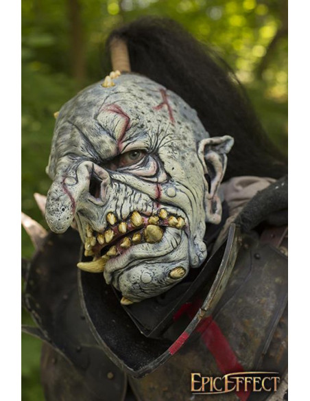Gray Troll Mask with hair, Latex