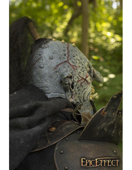 Gray Troll Mask with hair, Latex