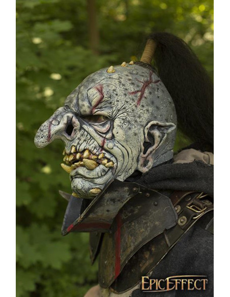 Gray Troll Mask with hair, Latex