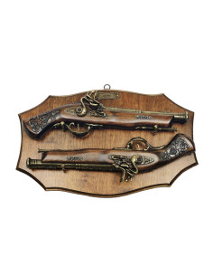 wooden panoply with pistols