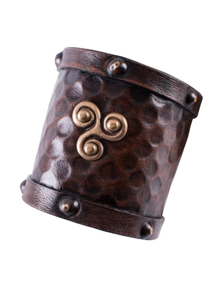 Viking leather bracelet with Trisquel