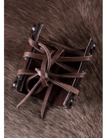 Viking leather bracelet with Trisquel