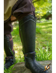 Medieval Explorer's Greaves, Dark Finish