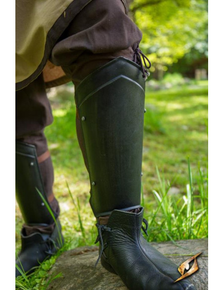 Medieval Explorer's Greaves, Dark Finish