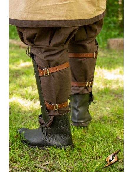 Medieval Explorer's Greaves, Dark Finish