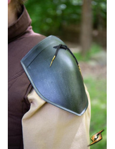 Simple medieval Squire's shoulder pads, dark finish