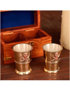 Captain Pirate glasses set with wooden box