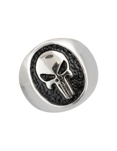 Skull ring in steel with rustic finish