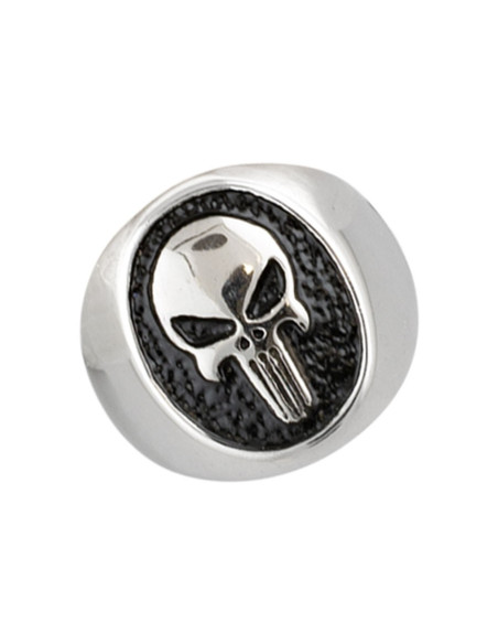 Skull ring in steel with rustic finish