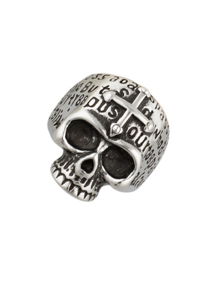 Skull with Cross ring in steel with...