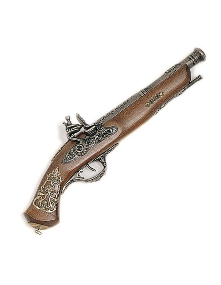 Italian Brescia decorated flint pistol