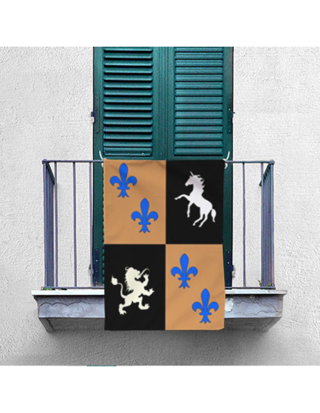 Medieval Banner Unicorns-Fleur de Lis...