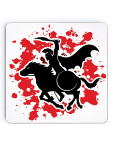 Spartan Warrior wooden coaster, 9 cm.