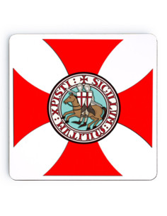 Knights Templar wooden coaster, 9 cm.