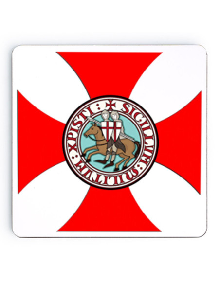 Knights Templar wooden coaster, 9 cm.
