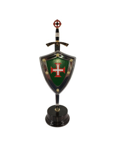Templar Cross Kick Set, letter opener with shield and stand